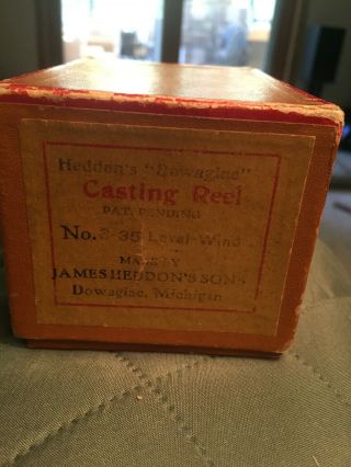 Vintage 1920’s Heddon Dowagiac 3 - 35 Reel,  3 - 35 Box And Heddon Leather Case Wow