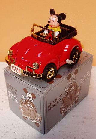 Masudaya Tin Vw Mickey Mouse Red Volkswagon Wind Up Vw 1983 Volks Wagen