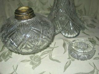 RARE ANTIQUE AMERICAN BRILLIANT CUT GLASS OIL LAMP 24 