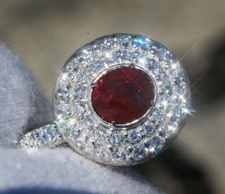 Ruby Diamond Pendant White Gold 14k Natural 2.  7ct Retail $5300