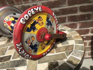 Popeye Bell Push Pull Toy Tin Litho King Features Syndicate Vintage Rare