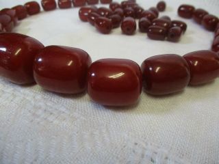 Antique Cherry Amber Bakelite Faturan Loose BARREL Beads Necklace 119 grams 4