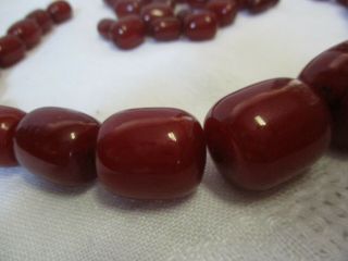 Antique Cherry Amber Bakelite Faturan Loose BARREL Beads Necklace 119 grams 5