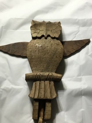 Antique Arts And Crafts Wooden Owl Moveable Toy/coat Rack Handmade Unique