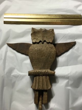 antique arts and crafts wooden owl moveable toy/coat rack handmade unique 3