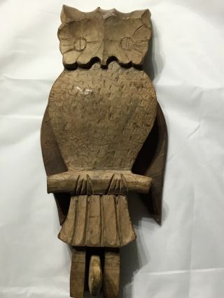 antique arts and crafts wooden owl moveable toy/coat rack handmade unique 8