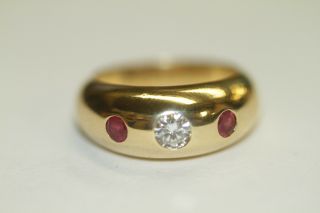 Vintage Cartier Ruby And Diamond 18kt Yellow Gold Gypsy Ring
