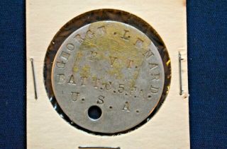 Wwi Single Dog Tag,  Pvt.  George Lenard,  Batt C.  5th Field Artillery