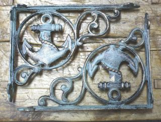 2 Cast Iron Nautical Anchor Brackets Garden Braces Shelf Bracket Pirates Ship