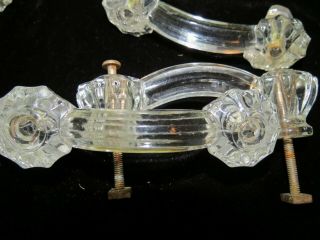 13 AUTHENTIC ANTIQUE CLEAR GLASS DRAWER PULLS AND 3 KNOBS FARMHOUSE RARE SALVAGE 4