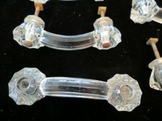 13 AUTHENTIC ANTIQUE CLEAR GLASS DRAWER PULLS AND 3 KNOBS FARMHOUSE RARE SALVAGE 5