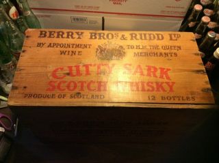 Vintage Cutty Sark Scotch Whiskey Berry Bros & Rudd Wood Wooden Box Crate Alabam