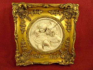 Antique 1800s Italian Carved Art Marble Plaque Relief Sculpture Coin Marked