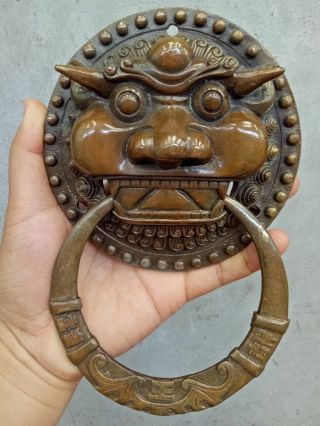 Authentic China Fengshui Brass Expel the evil magical beast Statue Door knocker 2