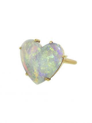 Australian Opal Heart Gold Ring Boulder Irene Neuwirth Inspired Antique Vintage