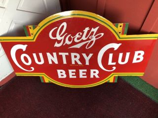 Goetz Country Club Porcelain Sign Beer Sign Antique