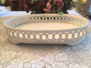 Rare Vintage White Wicker Art Deco Serving Tray 16 " Long