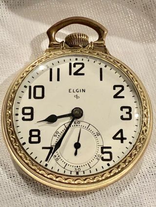 Antique 1949 Elgin,  Illinois 16s 17j Pocket Watch 10k Rgp Case