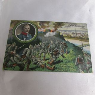 Ww1 Era Imperial German Postcard Posted 1915 " The World War "
