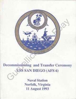 Uss San Diego (afs 6) - Us Navy Decommissioning Program - 1993