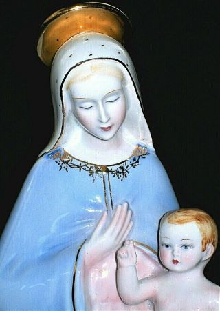 Antique Italy Lenci Torino Ronzan Art Deco Lady Madonna & Baby Ceramic Figurine
