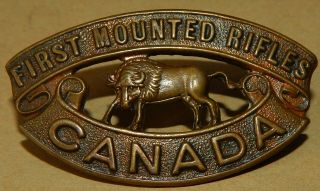 Shoulder Title Badge 1st Battalion Canadian Mounted Rifles Cef Brandon,  Manitoba