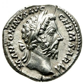 Marcus Aurelius 161 - 180 Ad.  Silvering Toned Denarius.  Ancient Roman Empire Coin.