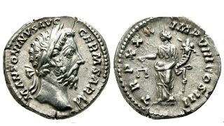 Marcus Aurelius 161 - 180 AD.  Silvering Toned Denarius.  Ancient Roman Empire Coin. 2