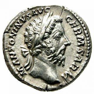 Marcus Aurelius 161 - 180 AD.  Silvering Toned Denarius.  Ancient Roman Empire Coin. 3
