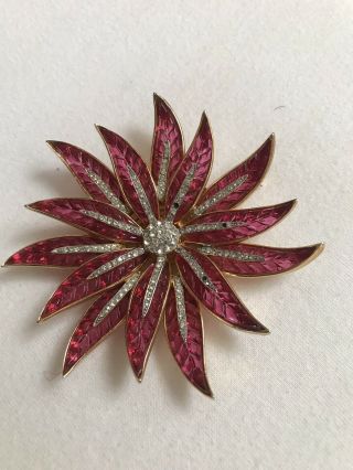 Vintage Poinsetta Pin Brooch Designer Trifari By Alfred Philippe 4