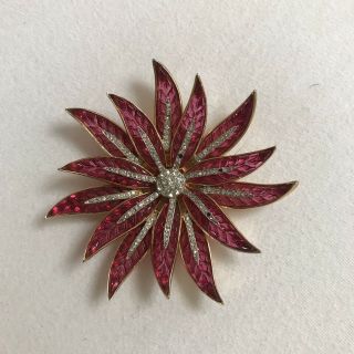 Vintage Poinsetta Pin Brooch Designer Trifari By Alfred Philippe 8