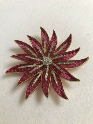 Vintage Poinsetta Pin Brooch Designer Trifari By Alfred Philippe 9