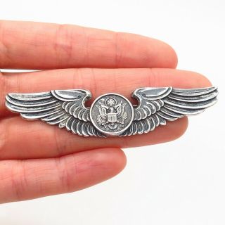 LGB Co.  Vintage Sterling Silver WWII US Army Air Force Aircrew Wings Pin Brooch 2