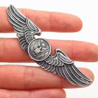 LGB Co.  Vintage Sterling Silver WWII US Army Air Force Aircrew Wings Pin Brooch 3