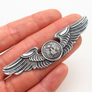 LGB Co.  Vintage Sterling Silver WWII US Army Air Force Aircrew Wings Pin Brooch 4