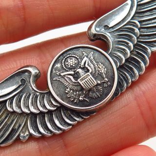 LGB Co.  Vintage Sterling Silver WWII US Army Air Force Aircrew Wings Pin Brooch 5