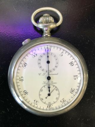Military Grade CL Guinand Split Second Chronograph Pocket Watch Porcelain Dial 2