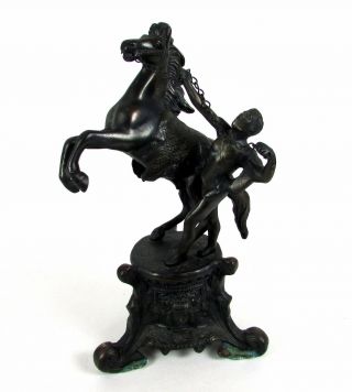 Vintage Art Deco Metal Greek " Perseus " Taming Horse Mustang 15 " Inch Statue