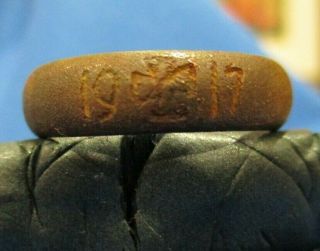Ww1 Trench Art Hand Carved Brass Ring Dated 1917