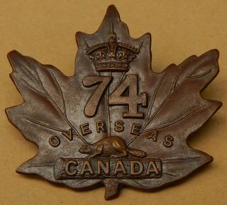 74th Battalion Cef Bronze Cap Badge By Tiptaft Birmingham