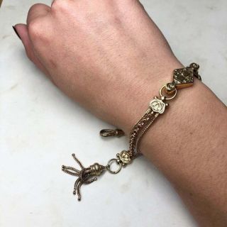 Victorian 9 Carat Gold Ornate Albertina Chain Bracelet 6