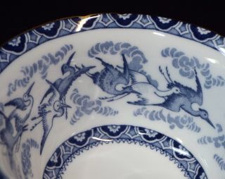 Rare Shelley Fine Bone China Blue Heron Pattern Teacup Cup & Saucer Set,  Cranes 2