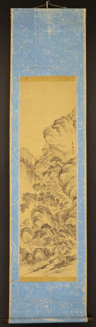 JAPANESE HANGING SCROLL ART Painting Sansui Landscape Asian antique E8107 2