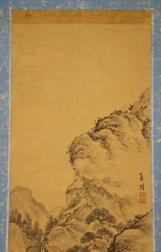 JAPANESE HANGING SCROLL ART Painting Sansui Landscape Asian antique E8107 3