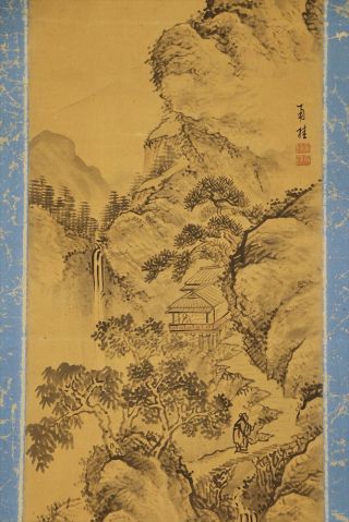 JAPANESE HANGING SCROLL ART Painting Sansui Landscape Asian antique E8107 4
