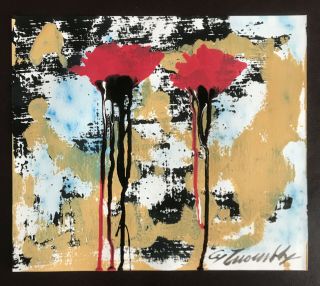 Cy Twombly Rare Oil Painting Hand Signed Vintage Flowers