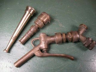 Old Vintage Garden Tools Brass Hose Nozzles Group W/ Fittings