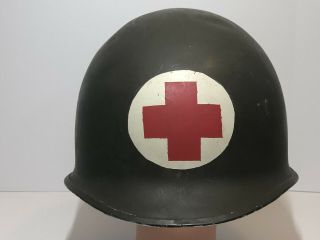 ^wwii Korean Vietnam War Military Infantry Medic Helmet Reprod? Repainted? Bc12