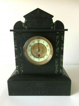 Victorian Black Slate & Marble Mantel Clock