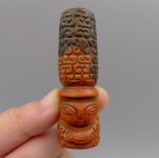 Hand Carved Alien Natural Old Cinnabar DIY Charm Pendants Exorcise Evil Spirits 4